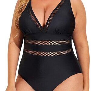 DACI BLACK V-NECK ONE PIECE SWIMSUIT WOMEN SIZE MEDIUM BRAND NEW WITH TAGS